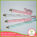 Customized America style lovely pastel color polka dot ribbon chain pacifier clip